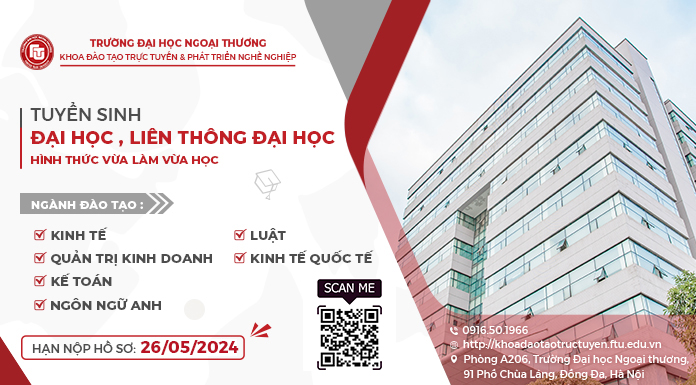 THÔNG BÁO TUYỂN SINH ĐẠI HỌC HÌNH THỨC VLVH & LIÊN THÔNG ĐẠI HỌC HÌNH THỨC VLVH ĐỢT I NĂM 2024